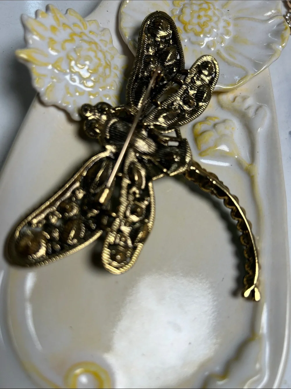 Emerald Green Dragonfly Crystal Brooch